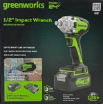 Greenworks 24V 1/2" Cordless Impact Wrench, 4.0AH Battery And Charger Included. Fixed Price $138.00.
