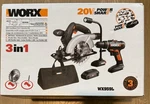 Worx WX959L 20V Powershare Cordless Drill Circular Saw Combo Kit Li-ion-new. Fixed Price $99.00.