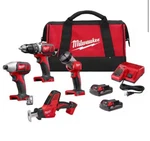 Milwaukee M18 Cordless Combo Kit, 4-TOOLS, 2696-24CXH. Fixed Price $349.00.