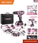 Pink Power Tool Kit Set: 20V Cordless Electric Drill, Driver, Box .... Fixed Price $121.55.