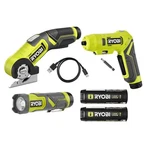 Ryobi Usb Tool Combo Kit With Flashlight, Screwdriver, Power Cutter, 2 Batteries. Fixed Price $129.99.