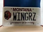 Grizzly Scholarship Association Montana Vanity License Plate Wingrz (win Griz). Fixed Price $11.00.