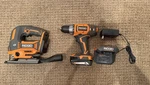 Ridgid Power Tools - Jigsaw And Drill Cordless Includes 1 Battery Charger. Fixed Price $140.00.