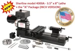 Sherline 4000A 3.5" X 8" Lathe (inch) + "a" Package (metric Search Pn 4100A). Fixed Price $801.00.