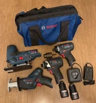 Bosch 12V Max Li-ion 4-TOOL Combo Kit + Quick Change Chuck For Drill. Fixed Price $199.95.