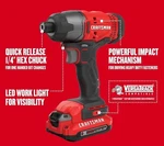 Craftsman V20 Lithium Ion Brushless 1/4" Impact Driver Kit (CMCF820D2). Fixed Price $70.00.