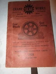 1924 Grant Gear Works Catalog Price List Wheels & Cutting South Boston Ma. Fixed Price $17.99.