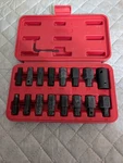 Mac Tools SVA15B, 17PC, 1/2" Sae And Metric Impact Hex Insert Driver Set. Fixed Price $110.00.