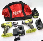 Ryobi Cordless Drill And Impact Driver W/ Bag, Charger, Batteries P236A P214. Fixed Price $69.99.