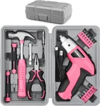 Cordless Electric Screwdriver, Power Set With Pink Compact Tool Kit. Fixed Price $49.97.