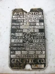 Nameplate -gen Electric Co. Vintage 1/4 Hp Motor Model 5KSA47C3 Rivets. Fixed Price $9.99.