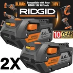 2 Pack For Ridgid R840085 8.0AH Lithium-ion Battery Rigid 18VOLT R840087. Fixed Price $44.49.