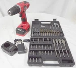Tool Shop Red/black 3/8" Cordless Drill Driver W/ 18V Battery Charger & Bit Set!. Fixed Price $99.99.