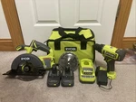 Ryobi PCL1201K2 One+ Piece Tool Kit 18V 1/2" 2X Batteries Charger. Fixed Price $134.75.