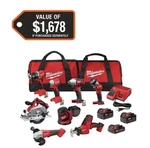 Milwaukee M18 18V Cordless Combo Kit 8-TOOL With 3 Batteries, Charger, Bag. Fixed Price $714.99.