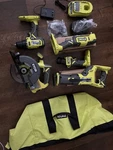 Ryobi P883 18V ONE+4 Piece Lithion-ion Super Combo Kit Green. Fixed Price $220.00.