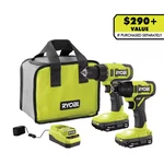 Ryobi One+ 18V Cordless 2-TOOL Combo Kit With Drill/driver Impact (2). Fixed Price $90.99.
