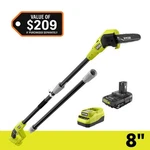 Ryobi One+ 18V In. Cordless Oil-free Pole Saw With 2.0 Ah Battery And Charger. Fixed Price $134.95.