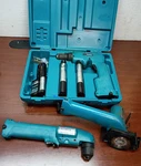 Makita Cordless Tool 9.6V 3/8" Circular Saw, Angle Drill, Batteries. Fixed Price $59.00.
