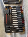 Mixed Tool Set With Screwdriver, Pliers, Scissors, Hard Case, Black. Fixed Price $400.00.