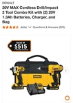 Dewalt DCK240C2 20V 2-TOOL Combo Kit Li-ion Batt Yellow/black Model. Fixed Price $235.99.