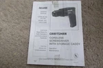 Sears Craftsman Cordless Screwdriver Owners Manual No. 0911139 Model 315-111240. Fixed Price $8.95.