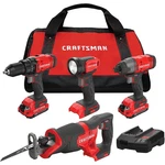Craftsman V20 Cordless 4 Tool Combo Kit With Two 2.0 Ah Batteries And Charger. Fixed Price $239.00.