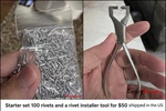 New Gi Joe / Funskool Estrela Rivet Pliers And 100 Starter Set. Fixed Price $55.00.