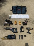 Ryobi 18V One+ Cordless Power Tool Set: Drill, Vacuum, Saw, Circular Saw.. Fixed Price $75.00.