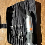 Ironworks 3.6V Cordless Screwdriver W/ Bits & Case, Silver/black/orange. Fixed Price $24.99.