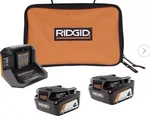 Ridgid 18V Lithium-ion 4AH Battery Kit 2-PACK Charger & Carry Bag Black. Fixed Price $113.99.