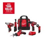 Milwaukee M12 Cordless Lithium-ion 5-TOOL Combo KIT2498-25. Fixed Price $506.89.