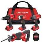 Craftsman V20 20-VOLT Max 4-TOOL Power Combo Kit With Soft Case (2-BATTERIE. Fixed Price $189.00.