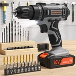 Cordless Drill Set 20V Power Driver 2.0AH Battery Charger 42 Bits Black Grey. Fixed Price $39.12.