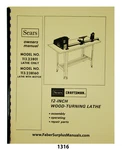 Sears Craftsman 12" Wood Lathe 113.23801 /160 Instructions & Parts Manual #1316. Fixed Price $17.50.
