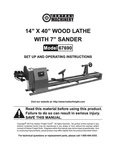 Owners Manual Central Machinery 14 X 40 Wood Lathe & Sander - Model 67690. Fixed Price $18.95.