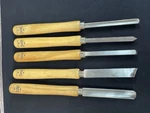 Shopsmith 5 Piece Lathe Chisel Set Skew, 1" & 3/8 Gouge, Parting Tool, Roundnose. Fixed Price $99.00.