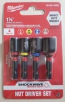 Milwaukee 4PC Magnetic Nut Driver Set, 1-7/8" Shockwave Impact Duty 49-66-4562. Fixed Price $9.99.