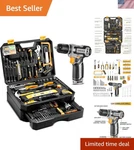 Kit Drill Set Home Mechanic Toolbox With 12V Power Cordless H.... Fixed Price $183.12.