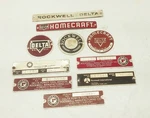 Vtg Machine Logo Emblem Badge Tag Name Plate Lot Delta Rockwell Homecraft. Fixed Price $16.99.