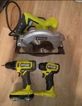 Ryobi Circular Saw Hammer Drill Uncorded, And Impact Driver. Fixed Price $150.00.