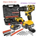 30PCS 20V Electric Cordless Drill Tool Box Set With Screwdriver Bits 2X Battery. Fixed Price $29.99.