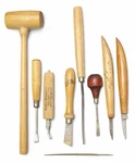 Vintage Carving Tool Lot Knives Gouges Mallet Harmen Germany Woodcraft. Fixed Price $69.99.