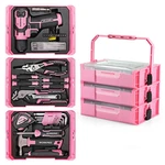 Pink Cordless Driver With Toolbox 43PC WI/8V Lithium-ion Power Drill&bits. Fixed Price $52.49.