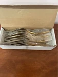 12X Bon Chef 9465HFG Stainless Steel 18/8 Tu Hammered Gold Hollow Coold Handle. Fixed Price $50.00.