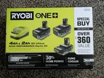 Ryobi One+ PSK108SB 18V Lithium High Performance Starter Kit Batteries & Charger. Fixed Price $130.00.