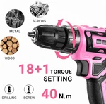 Pink Electric Cordless Drill Set Rechargeable Home Repair Tool Kit. Fixed Price $66.99.