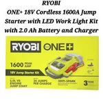 Ryobi One+ 18V Cordless 1600A Jump Starter With 2.0 Ah Battery And Charger P7110. Fixed Price $125.40.