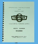 Sears Craftsman 6" Lathe 101.21400 Operating Instructions & Parts Manual #1202. Fixed Price $16.00.