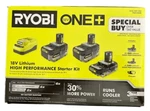 Ryobi One+ PSK108SB 18V Lithium High Performance Starter Kit Batteries & Charger. Fixed Price $130.00.